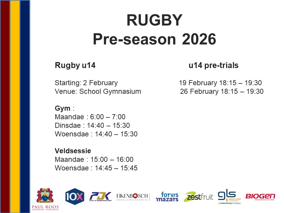 Rugby Pre season 2026 Paul Roos Gimnasium Gymnasium rugby-pre-season-2026-paul-roos-gimnasium-gymnasium